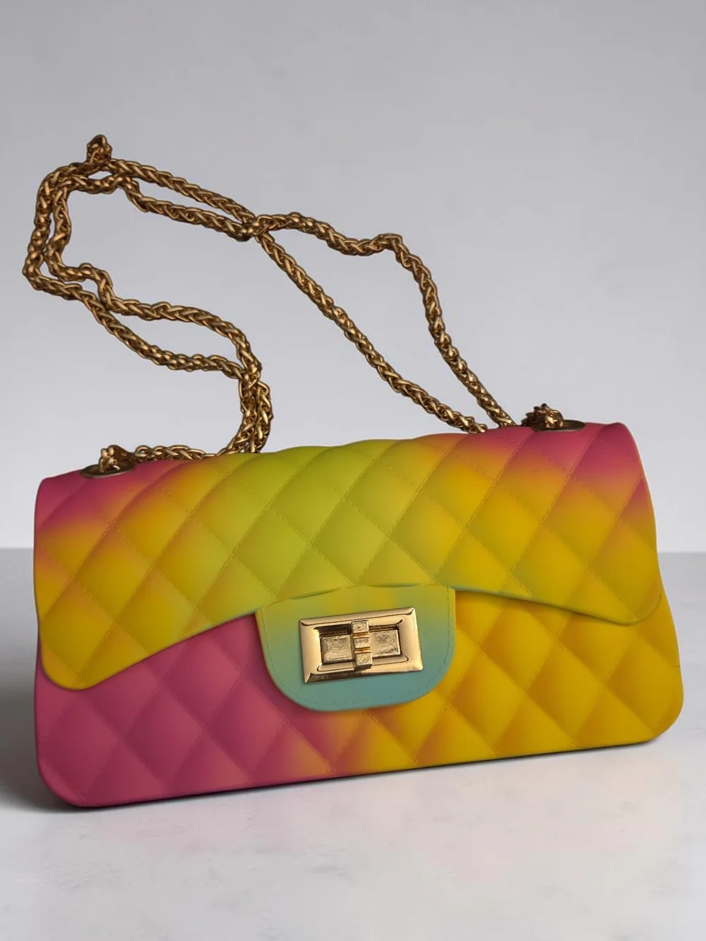 Multi-Color Quilted Chain Shoulder Bag - Picture 1 of 1